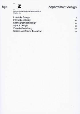 HGKZ, Studiengänge des Departments Design
