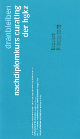 HGKZ, NDK - Nachdiplomkurs Curating der HGKZ