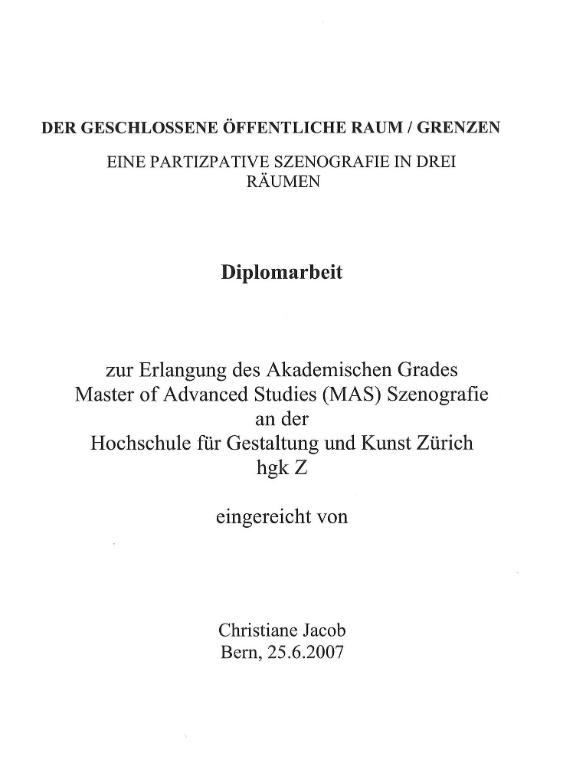 Der Geschlossene Öffentliche Raum / Grenzen