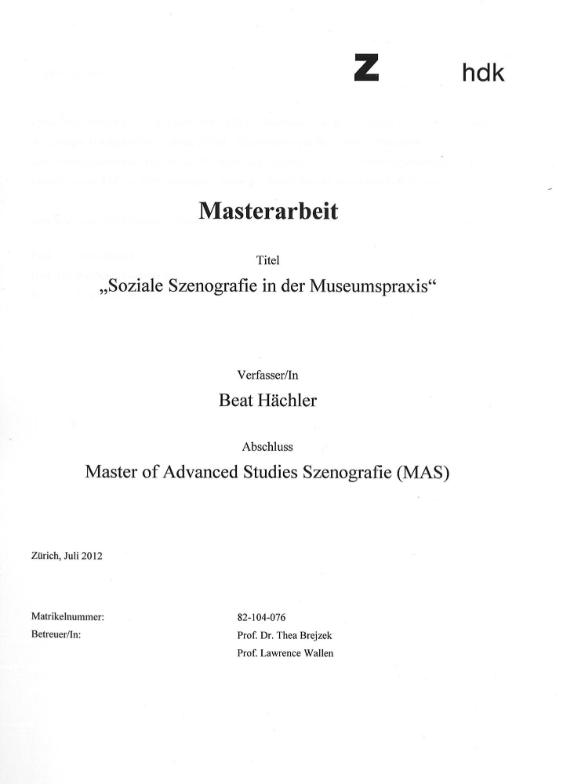 Soziale Szenografie in der Museumspraxis des Stapferhauses Lenzburg