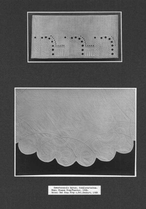 Gewerbeschule Zürich, Schülerarbeiten. oben: Klasse Frey / Taeuber, 1920 ; unten: Bei Frau Frey und Frl. Genhart. 1922
