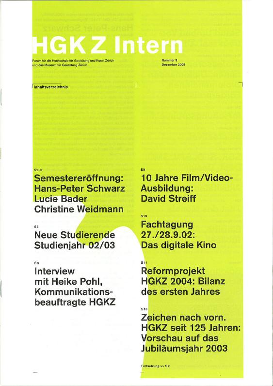 HGKZ Intern Nr. 3, Dezember 2002