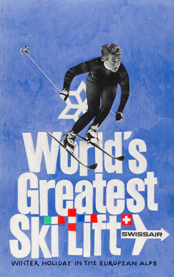 World's greatest ski lift - Swissair - Winter holiday in the european alps