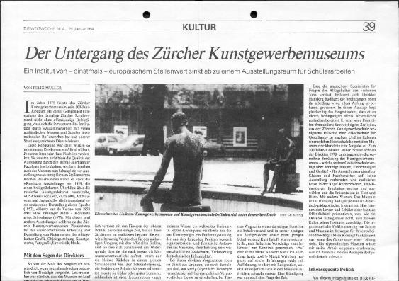 Der Untergang des Zürcher Kunstgewerbemuseums