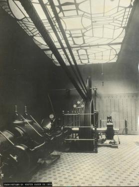 Maschinensaal Textilfabrik Voster, um 1903, Haben: Innenausbau