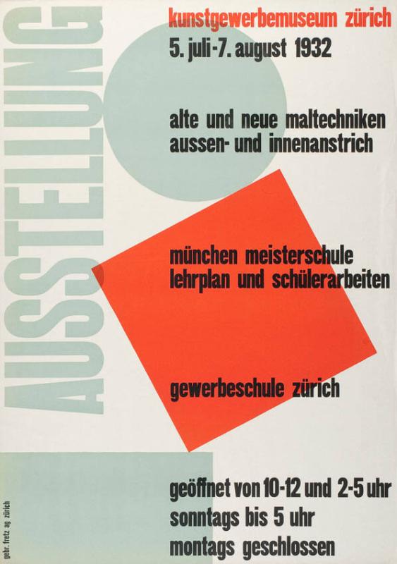 Kunstgewerbemuseum Zürich - Ausstellung - Alte und neue Maltechniken - Aussen- und Innenanstrich - München Meisterschule - Lehrplan und Schülerarbeiten - Gewerbeschule Zürich