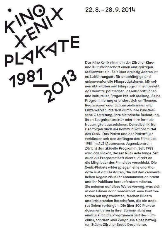 Kino Xenix Plakate 1981 - 2013