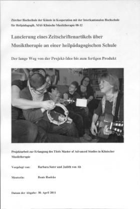 Lancierung eines Zeitschriftenartikel über Musiktherapie an einer heilpädagogischen Schule
