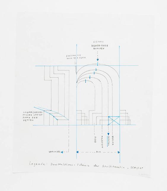 Konstruktions-Schema der Schriftfamilie "SERIFA"