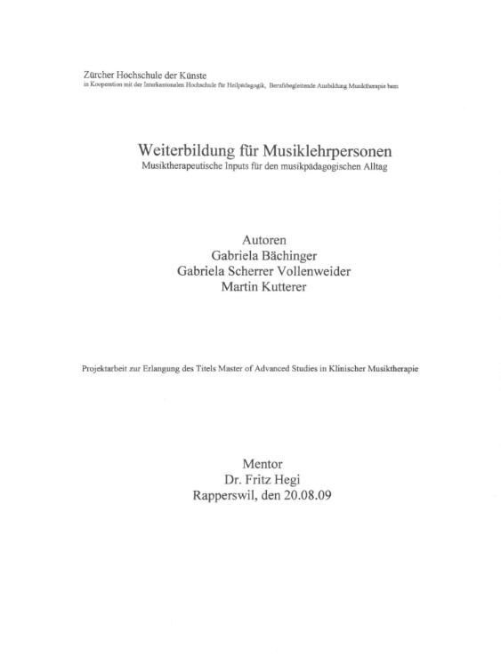 Weiterbildung für Musiklehrpersonen