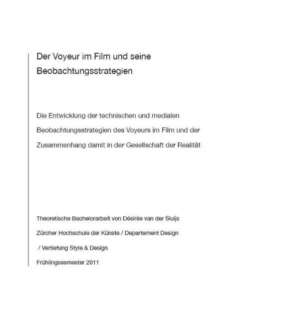 Der Voyeur im Film und seine Beobachtungsstrategien