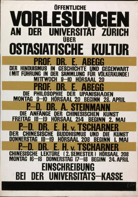 Öffentliche Vorlesungen an der Universität Zürich über ostasiatische Kultur (...)