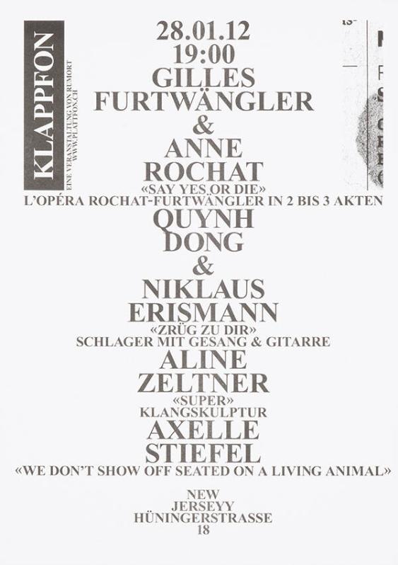 Klappfon - Gilles Furtwängler & Anne Rochat - Quynh Dong & Niklaus Erismann - Aline Zeltner - Axelle Stiefel - Eine Veranstaltung von Rumort