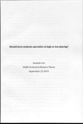 Should horn students specialize in high or low playing?

