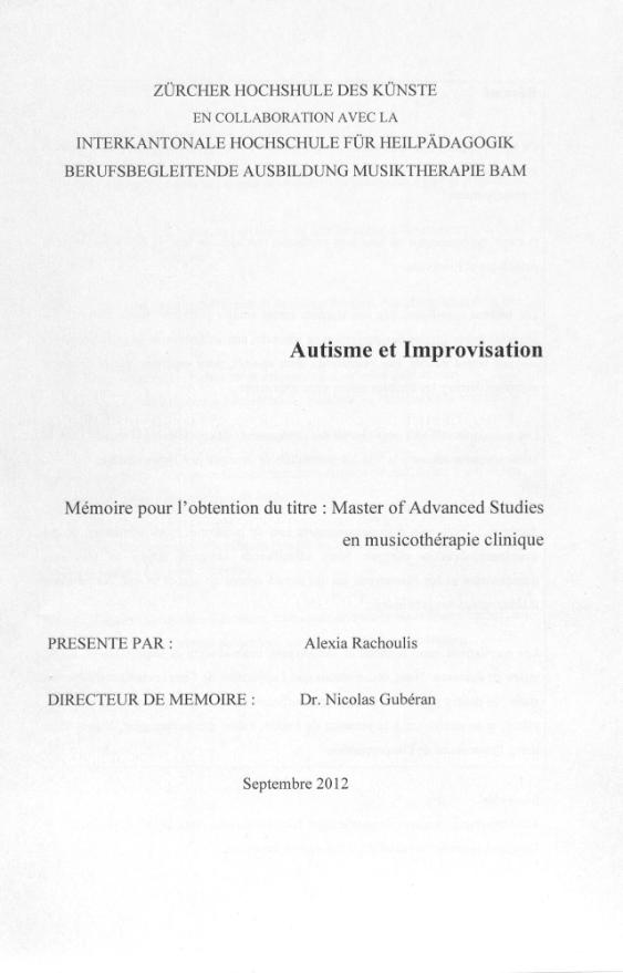 Autisme et Improvisation