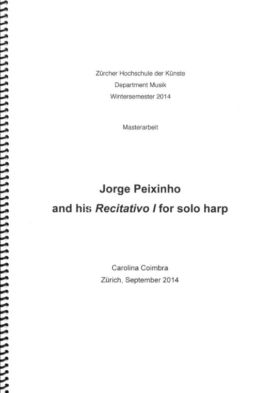 Jorge Peixinho and his Recitativo I for solo harp
