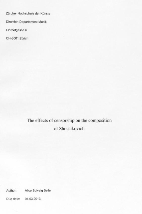 The effects of censorship on the composition of Shostakovich