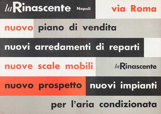 La Rinascente - Napoli - Via Roma - Nuovo piano di vendita - Nuovi arredamenti di reparti - Nuove scale mobili - Nuovo prospetto - Nuovi impianti per l'aria condizionata