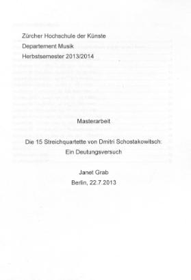 Die 15 Streichquartette von Dmitri Schostakowitsch
