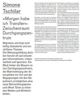 "Morgen habe ich Transfer" - Zwischenraum Durchgangszentrum