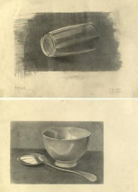 Vorkurs Zeichnen und Malen. Diverse Naturstudien (von Ernst Gubler selber zusammengestellt). Kompositionen Früchte und Gemüse.