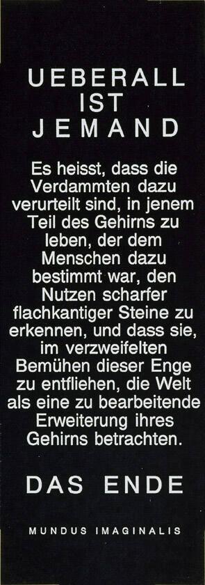 Ueberall ist Jemand - Es heisst, dass die Verdammten [...] - Mundus Imaginalis
