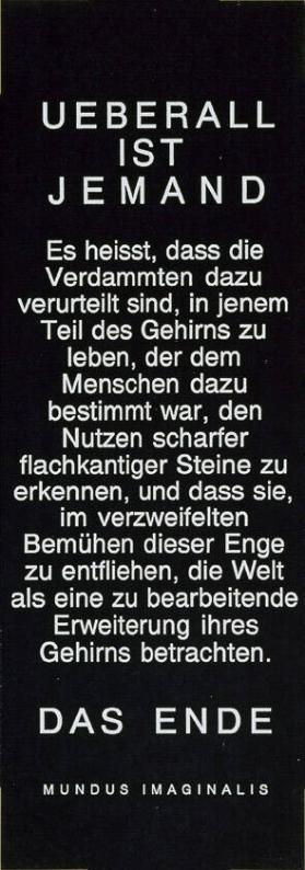 Ueberall ist Jemand - Es heisst, dass die Verdammten [...] - Mundus Imaginalis