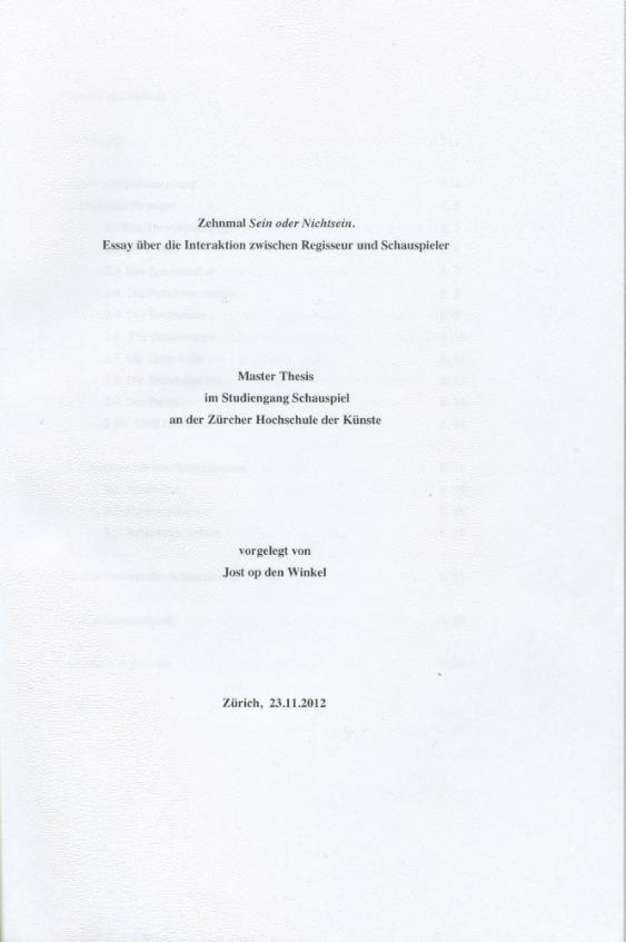 Zehnmal Sein oder Nichtsein