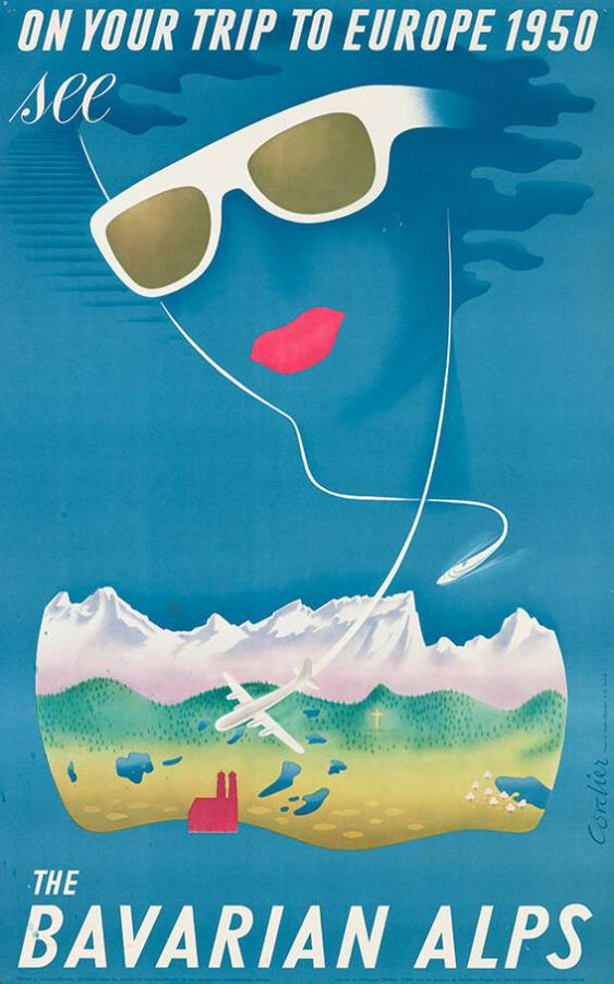 On your trip to Europe 1950 see the Bavarian Alps