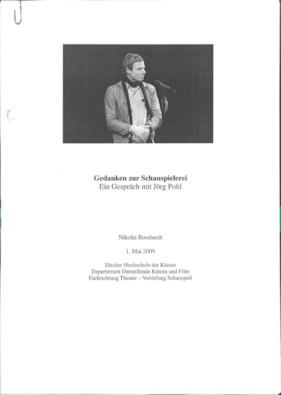 Gedanken zur Schauspielerei