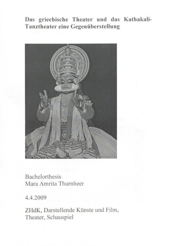 Das griechische Theater und das Kathakali-Tanztheater eine Gegenüberstellung