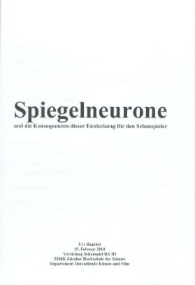 Spiegelneurone und die Konsequenzen dieser Entdeckung für den Schauspieler
