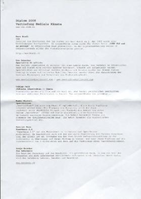 Vertiefung Mediale Künste, Diplom 2008