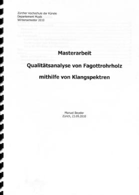 Qualitätsanalyse von Fagottrohrholz mithilfe von Klangspektren