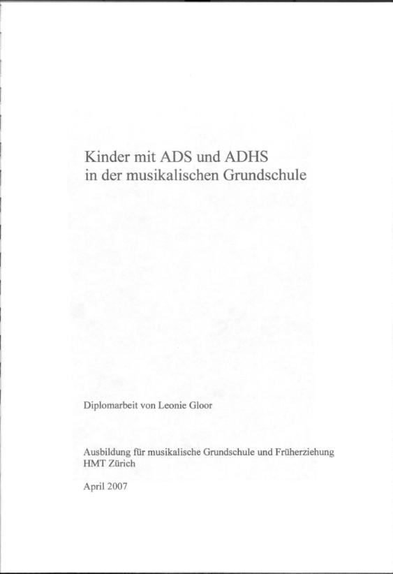 Kinder mit ADS und ADHS in der musikalischen Grundschule