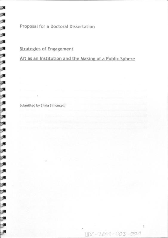 Strategies of Engagement. Art as an Institution an the Making of a Public Sphere