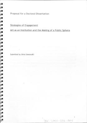 Strategies of Engagement. Art as an Institution an the Making of a Public Sphere