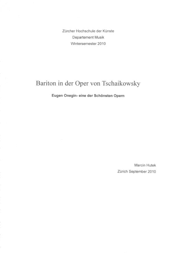 Bariton in der Oper von Tschaikowsky