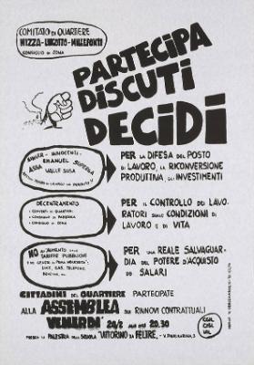 Comitato di quartiere Nizza - Lingotto - Millefonti - Consiglio di zona - Partecipa - Discuti - Decidi - Cittadini del quartiere partecipate alla assembla sui rinnuovi contrattuali - CGIL - CSIL - UIL