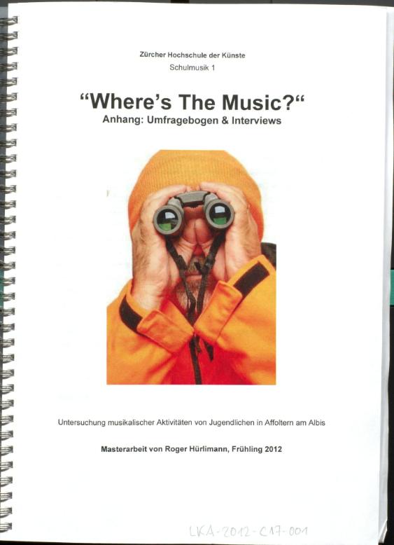 "Where's the Music?" Untersuchung musikalischer Aktivitäten von Jugendlichen in Affoltern am Albis