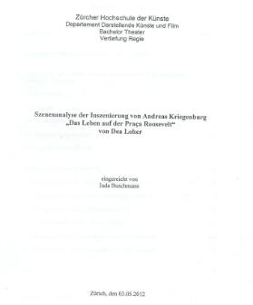 Szenenanalyse der Inszenierung von Andreas Kriegenburg "Das Leben auf der Praca Roosevelt" von Dea Loher