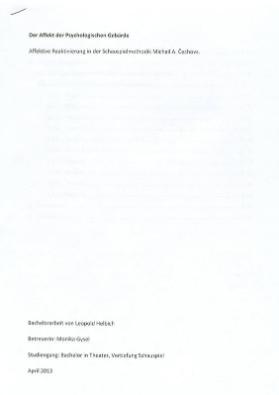 Der Affekt der Psychologischen Gebärde
