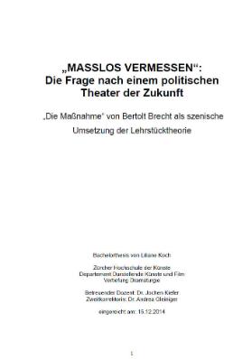 Masslos vermessen : Die Frage nach einem politischen Theater der Zukunft