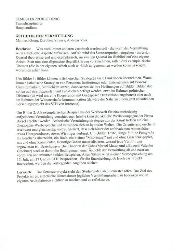 Ästhetik der Vermittlung
