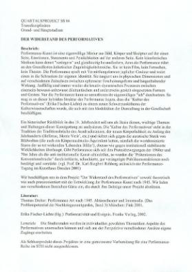 Der Widerstand des Performativen