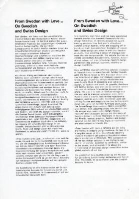 From Sweden with Love, on Swedish and Swiss Design
