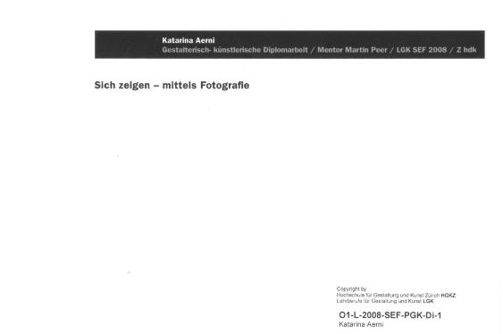 Sich zeigen - mittels Fotografie