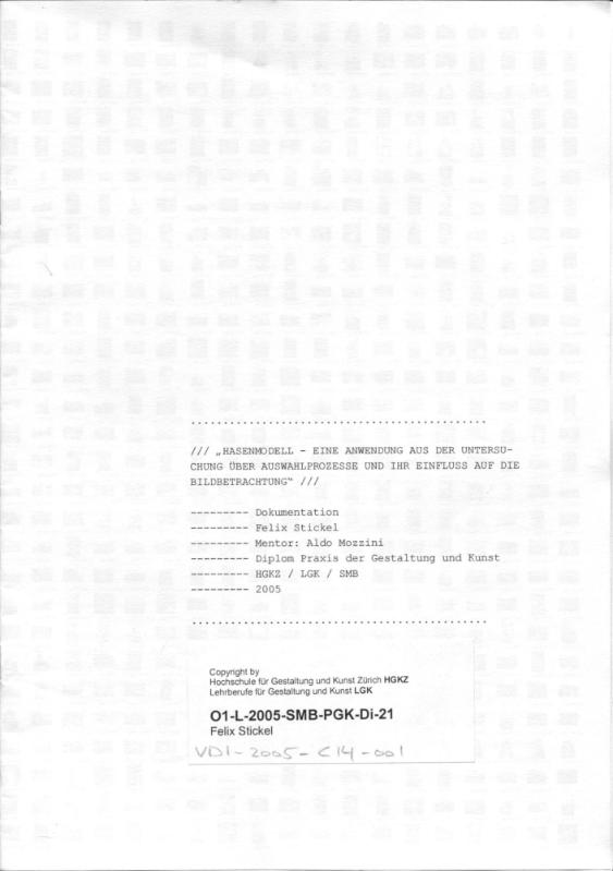 Hasenmodell - Eine Anwendung aus der Untersuchung über Auswahlprozesse und ihr Einfluss auf die Bildbetrachtung