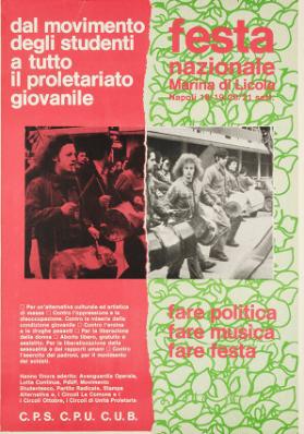 Dal movimento degli studenti a tutto il proletariato giovanile - Festa nazionale - Marina di Licole - Napoli - C.P.S. - C.P.U. - C.U.B. - Fare politica - fare musica - fare festa