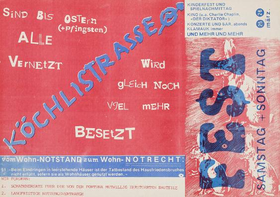 Köchlistrasse - Fest - Sind bis Ostern (+ Pfingsten) alle vernetzt - wird gleich noch viel mehr besetzt